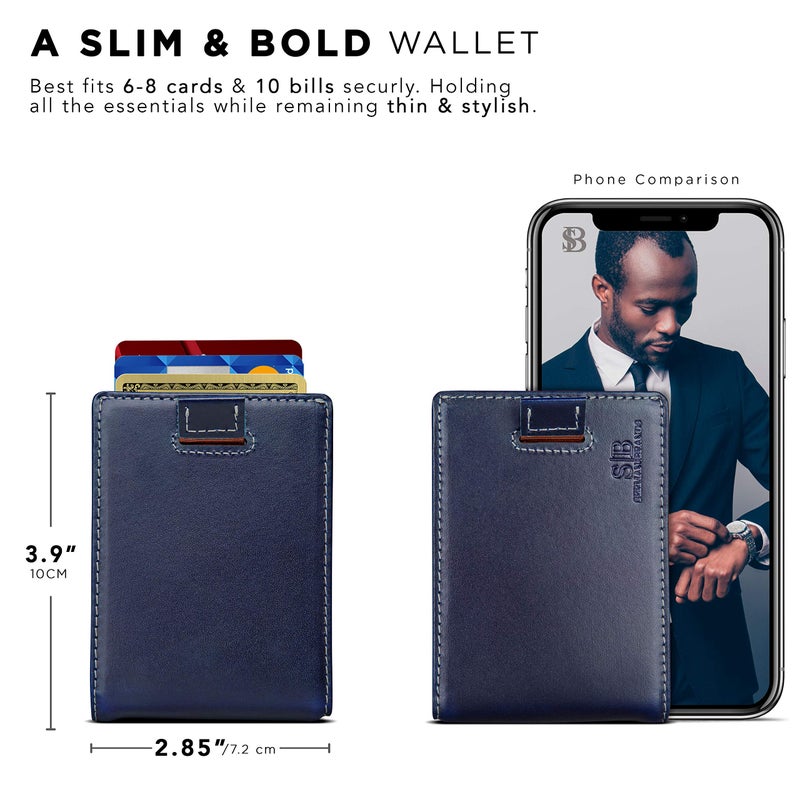 SERMAN BRANDS RFID Blocking Slim Money Clip Wallet â€“ Leather Bifold Front Pocket Minimalist Mens Wallet with Money Clip for Men, Small Credit Card Holder Wallet - Travel Wallet with Gift Box - Image 4